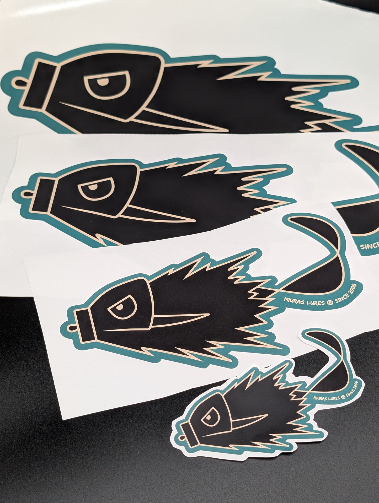 VINIL STICKERS "MIURAS MOUSE" cream/black/torquoise